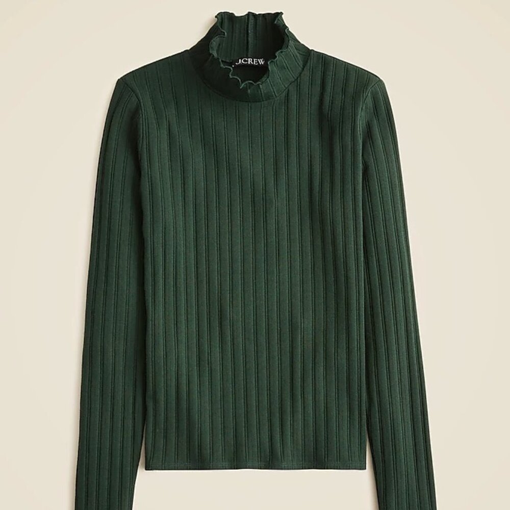 J Crew Dark Forest Pointelle Knit Turtleneck NWT